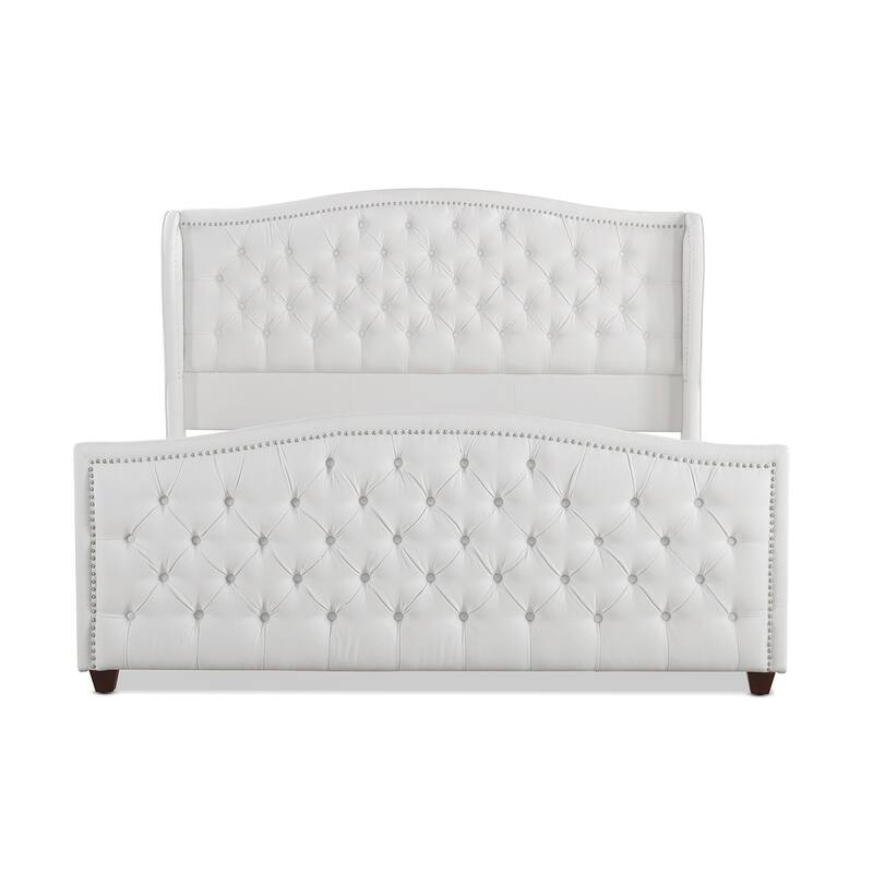 Jennifer Taylor Home Marcella Panel Bed - White Yarn-Dyed - King
