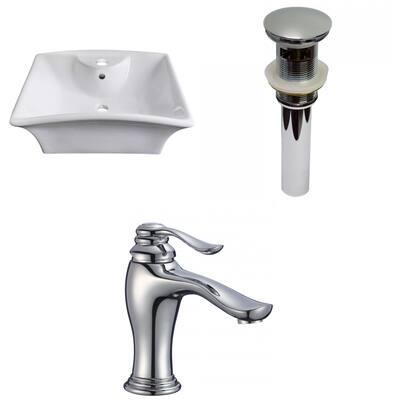 American Imaginations 19.5-in. W Above Counter White Vessel Set For 1 Hole Center Faucet