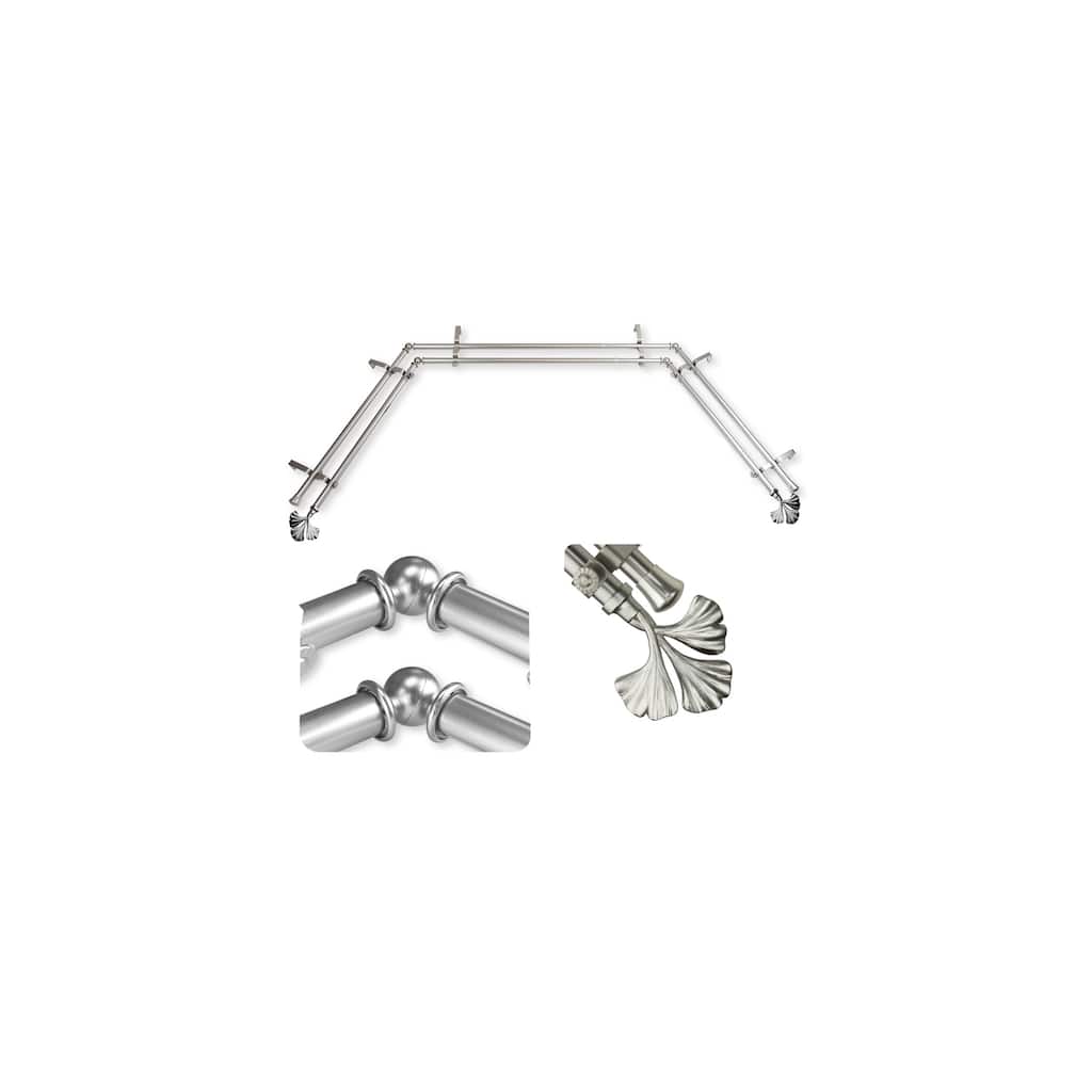 Adjustable Curtain Rods & Hardware Set - Satin Nickel Finish, 20-72" Extendable - M
