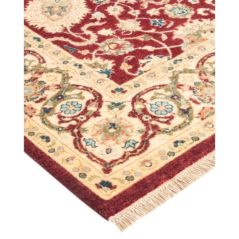 Overton Hand Knotted Wool Vintage Inspired Traditional Mogul Red Area Rug - 5 x 8