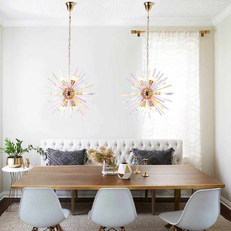 12-Light Modern Glam Sputnik Chandelier for Dining Room Starburst Firework Pendant Light - 22 in. W x 22 in. H