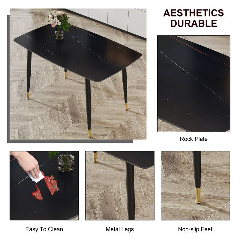 Modern Living Room Exquisite Simple Dining Table Imitation Marble Sintered Stone Countertop Kitchen Dining Table