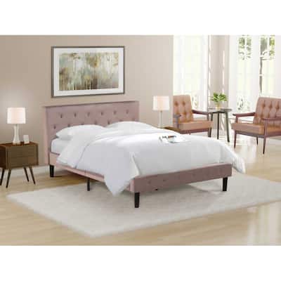 Queen Size Platform Bed Frame - Tufted Velvet Upholstered Headboard & Footboard - Modern Bedroom Furniture