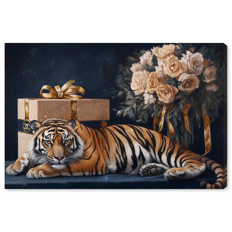 Tiger Glam Gift Boxes Canvas by Art Remedy, Gallery Wrapped - 54" x 36"