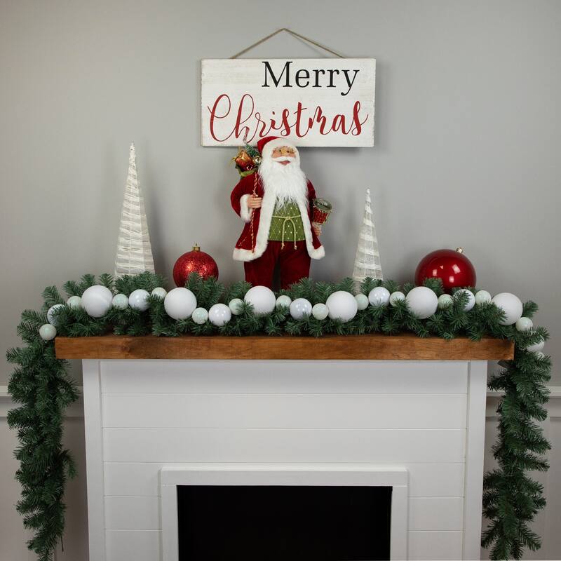 3-Finish Shatterproof Ball Christmas Garland - 6' x 4" - White - Unlit