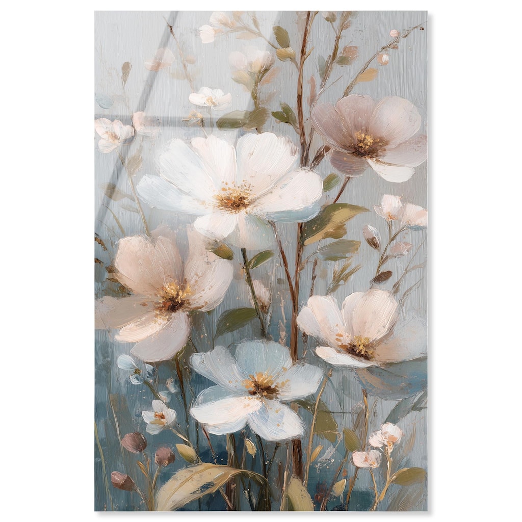 Vintage White Meadow Acrylic by Art Remedy, Ready to Hang