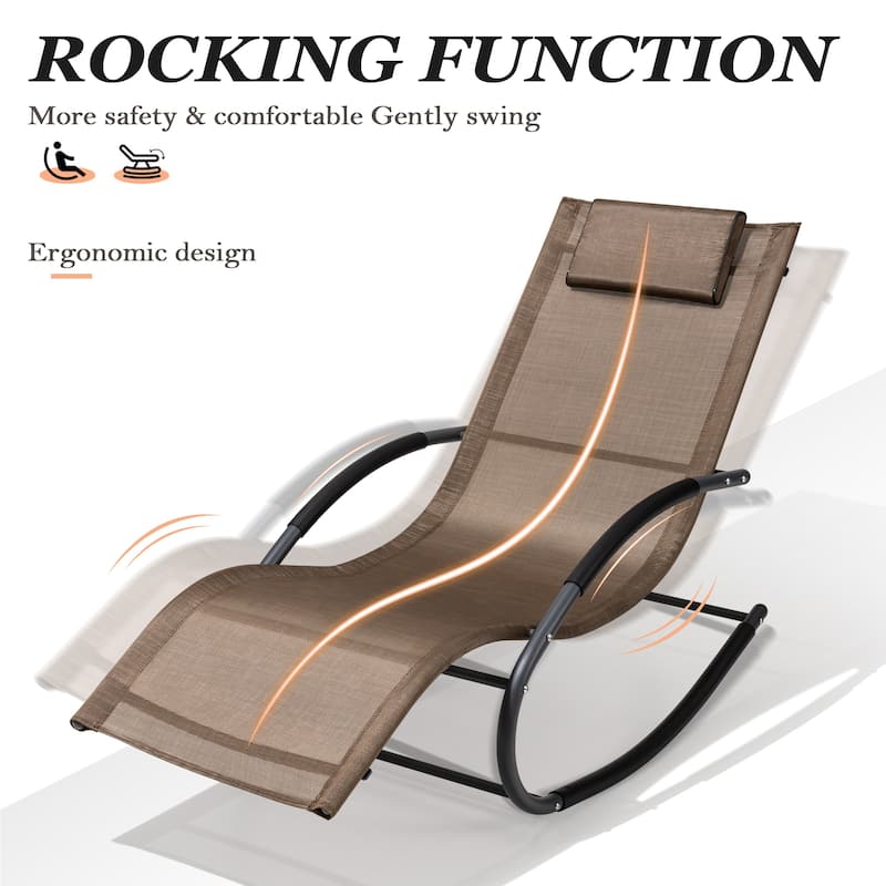 Outdoor Patio Rocking Chairs Curved Rocker Chaise Lounge Chairs (Set of 2) - 57.87" L x 24.70" W x 35.43" H