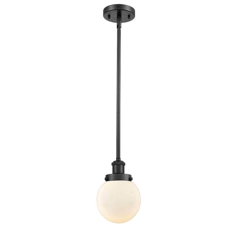Innovations Lighting Beacon 6" Wide Mini Pendant - Rod Hung - Matte Black / Matte White