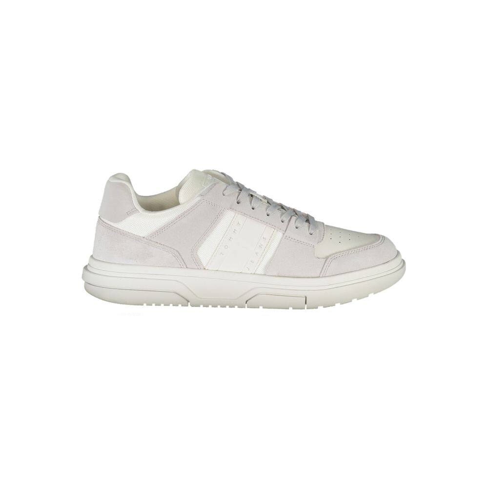 Tommy Hilfiger Elegant White Sneakers with Contrast Men's Accents