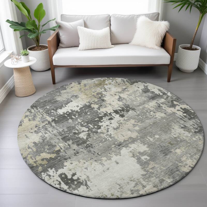 Machine Washable Indoor/Outdoor Contemporary Blend Chantille Rug
