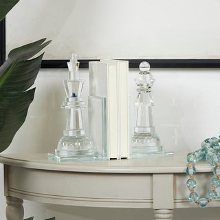 Clear Crystal Oversized Chess Decorative Bookends with Cut Crystal ...