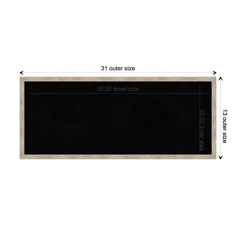 Imprint Wood Framed Black Corkboard Bulletin Board - Imprint Light Pewter - Board Size 30x12