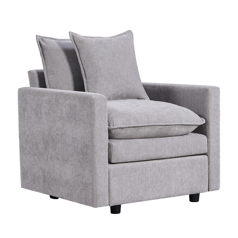 Chenille Fabric Comfy Deep Single Seat Sofa Upholstered Reading Armchair Living Room