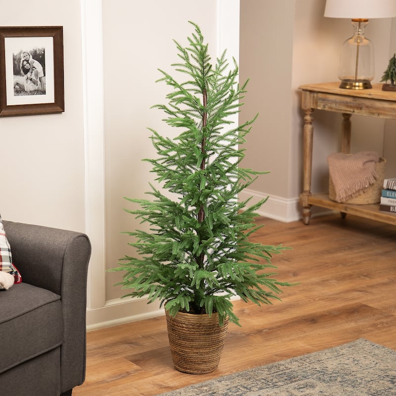 Medium Norfolk Pine Artificial Potted Christmas Tree - 4 Foot