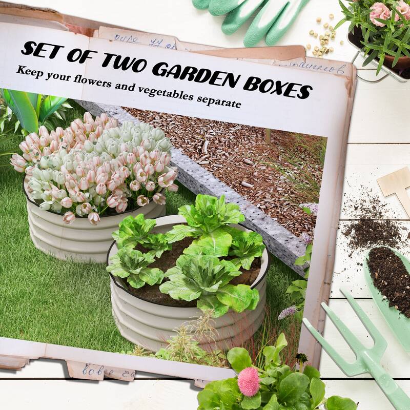Outdoor Raised Garden Planter Box with Self-Draining and Safety Edging