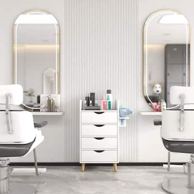 4 -Layer Salon Storage Cabinet,Beauty Barber Salon Styling Station Organizer Equipment,4 Drawers and Raised Table Legs