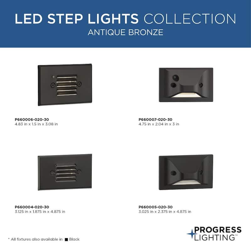 LED Indoor Outdoor Antique Bronze Integrated LED Wall or Step Light - 4.75 in x 2.04 in x 3 in