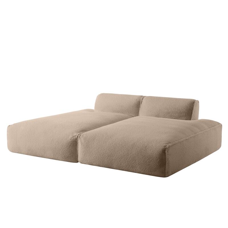 90" Plush Fabric Modular Sectional Sofa with High-Density Foam & Pocket Springs,and 2-Piece Fully Compressed Design