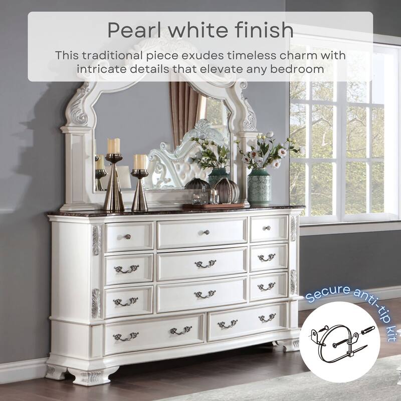 Furniture of America Wrea Traditional 5-Piece White Faux Leather Button Tufted Panel Bedroom Set