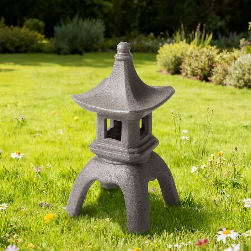 Glitzhome MGO Faux Concrete Pagoda Garden Statue Indoor and Outdoor Decoration