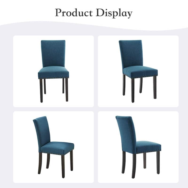 Dining Chairs Set of 2 Upholstered Fabric Kitchen Chairs with Nailhead Trim（Option）