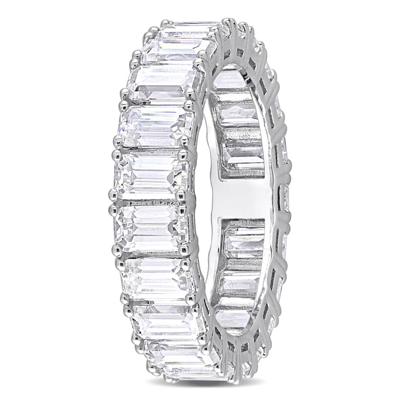 Miadora 6 1/3ct DEW Emerald Cut Created Moissanite Eternity Ring in 14k White Gold