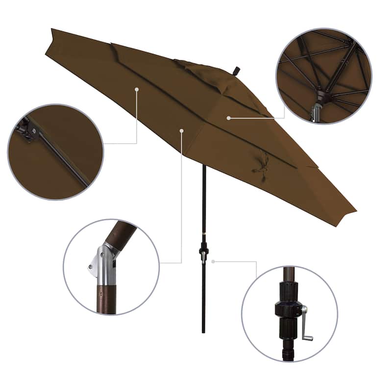 California Umbrella 11' Sun Master Patio Umbrella Bronze Aluminum Pole Fiberglass Ribs Crank Lift Collar Tilt Pacifica Capri