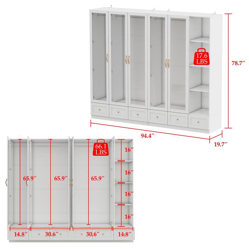 Multi-Piece Wardrobe Set Adaptable Closet Modules Combo Armoires