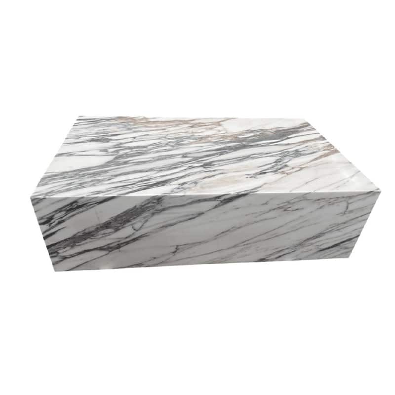 BETACH Genuine Marble Block Coffee Table - Arabescato Marble
