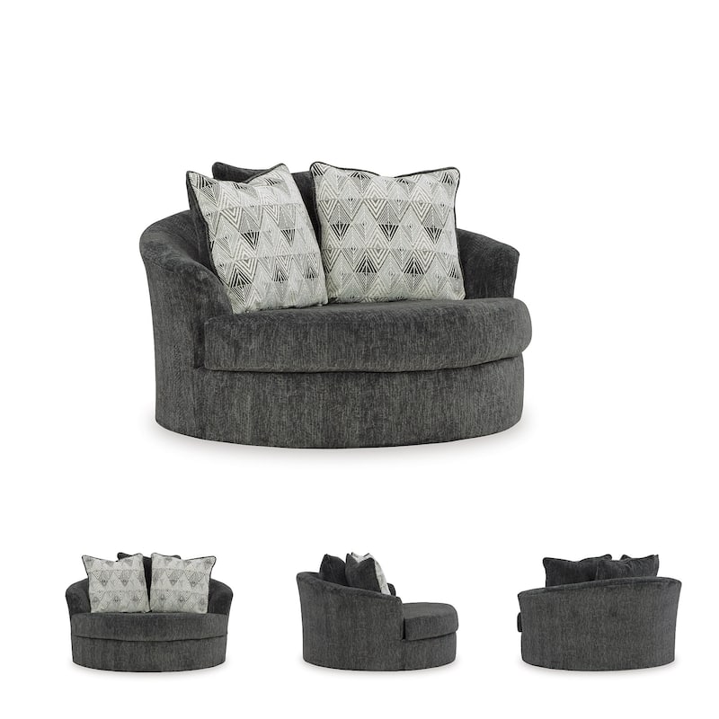 Signature Design by Ashley Biddeford Gray Oversized Swivel Accent Chair - 56"W x 55"D x 39"H