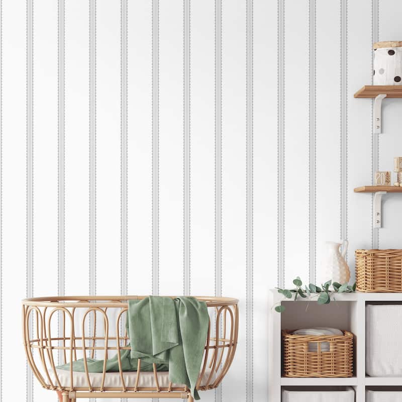 Advantage Bobbin Stripe Grey Scalloped Wallpaper