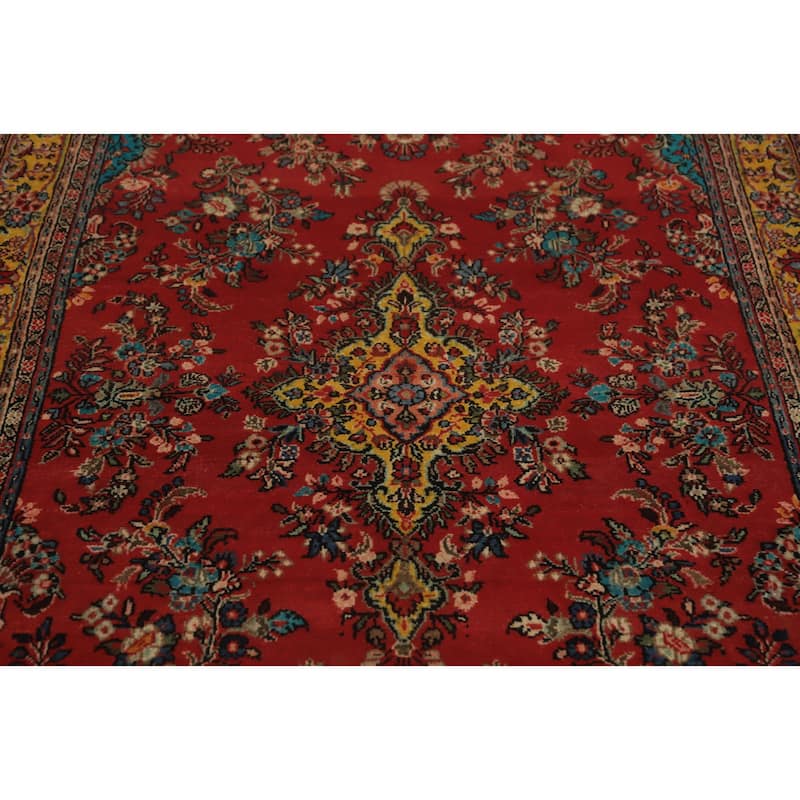 Hand Knotted Oriental 100% Wool Carpet Traditional Floral Oranges & Rust Hamedan Area Rug - 7' 2'' X 4' 7''