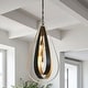 preview thumbnail 18 of 28, LALUZ Modern 4-Light Black Gold Chandelier Lantern Pendant for Kitchen Island Dining Room D15.5" x H30.3"  - Black and gold