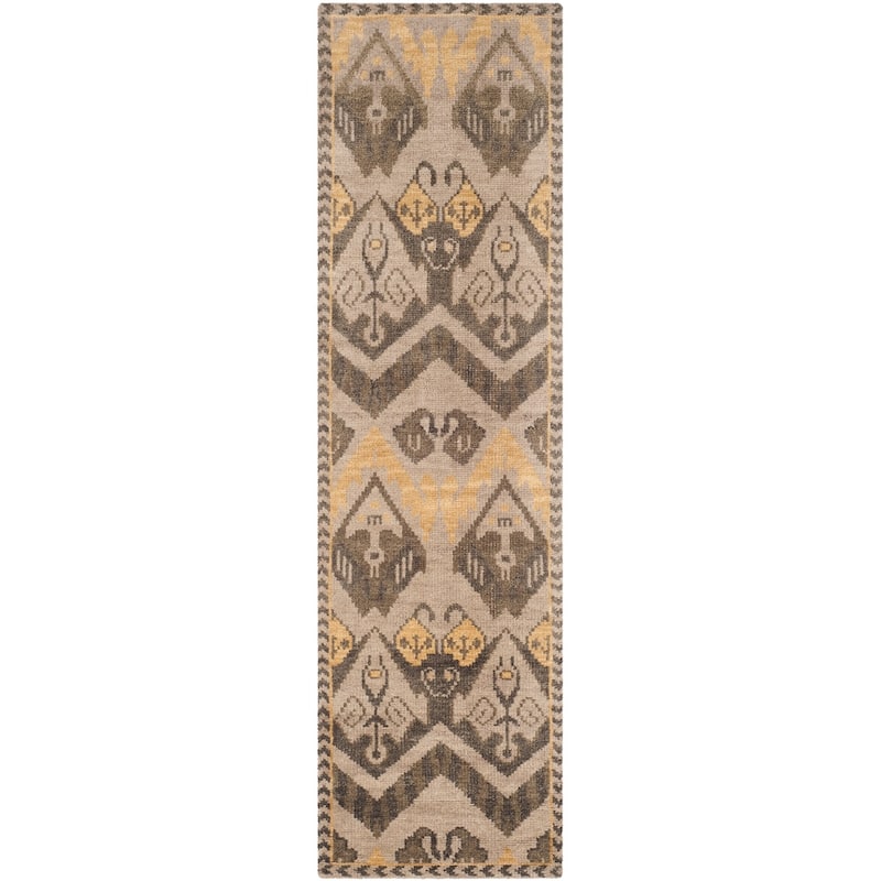 SAFAVIEH Hand-knotted Kenya Farie Southwestern Tribal Wool Rug - 2'3" x 8' Runner - Gold/Beige