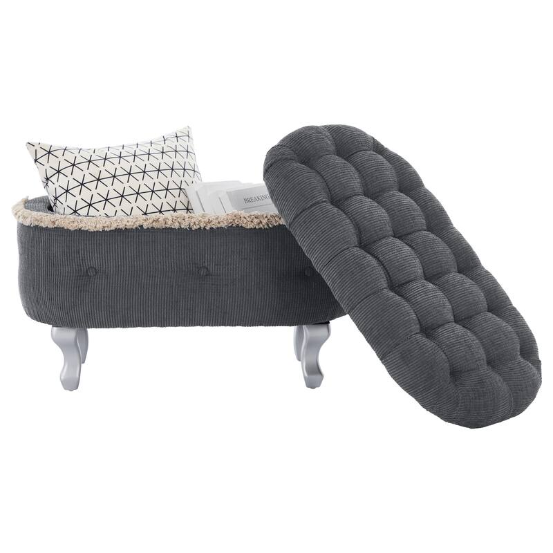 29.5" Storage Benches, End of Bed Bench with Button-Tufted, Fabric Upholstered Storage Ottoman, Shoe Cabinet Bench