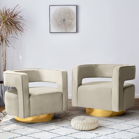 Carisa Swivel Barrel Chair with Open Back,Set of 2