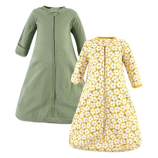 slide 1 of 1, Hudson Baby Infant Girl Cotton Long-Sleeve Wearable Sleeping Bag, Sack, Blanket, Sage Floral Long Sleeve 12-18 Months - Sage Floral Long Sleeve