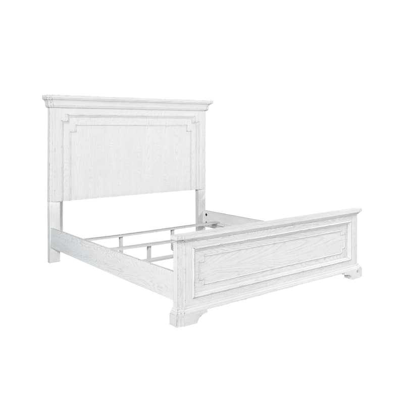 Clara Wood Panel Bed, White Mist