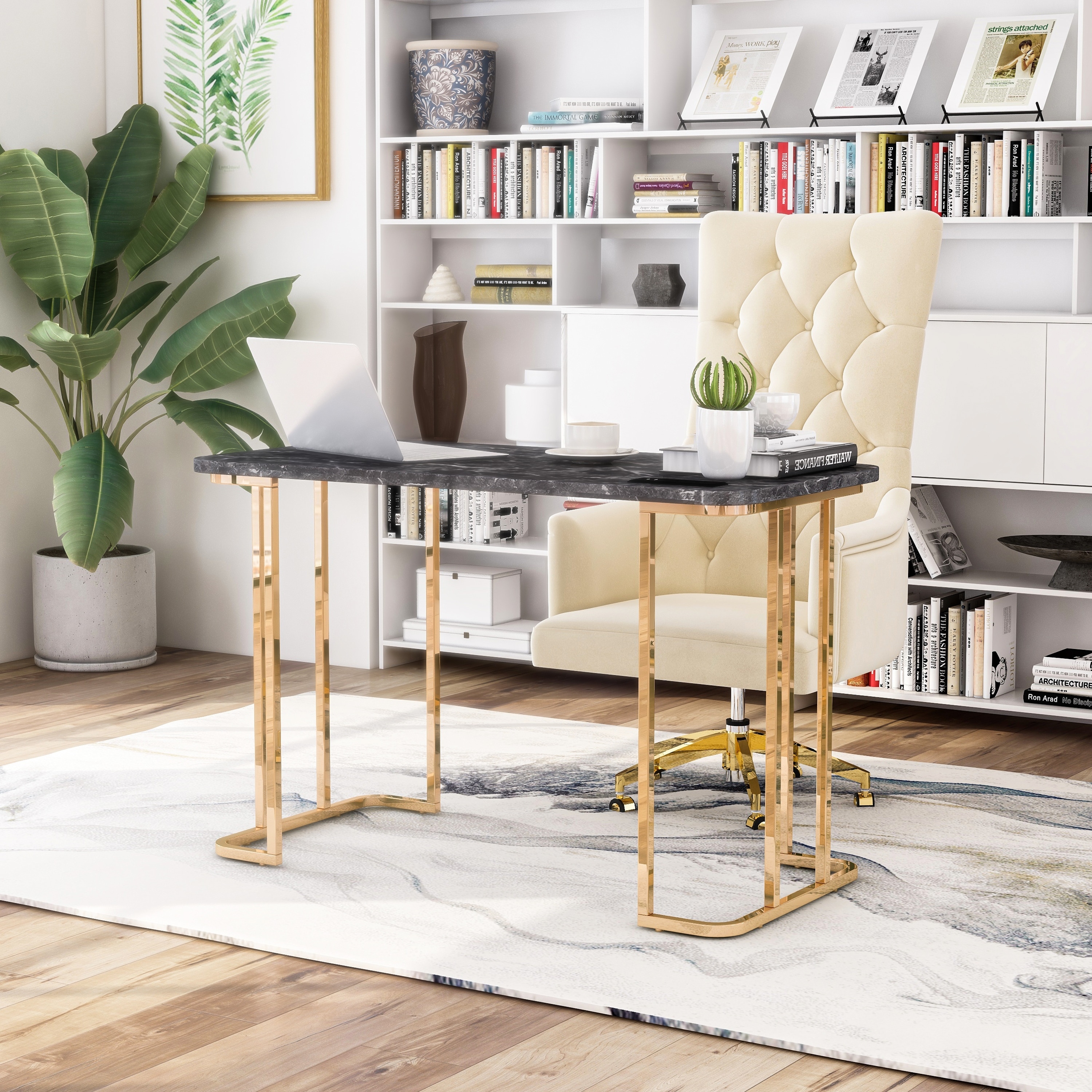 Furniture of America Woren Contemporary 47-inch Steel Computer Desk with USB Ports