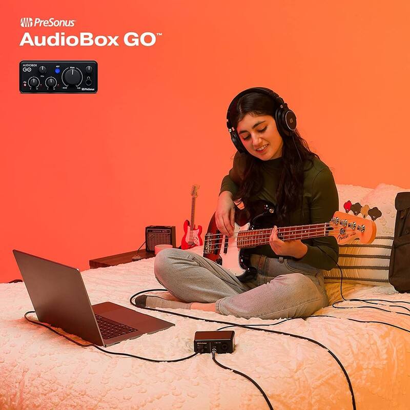 PreSonus AudioBox GO USB-C Recording Bundle: Mic, Headphones & Software