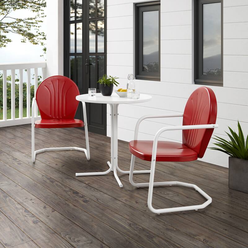 Crosley Griffith 3Pc Outdoor Bistro Set - 112 W x 36 D x 33.25 H - Red
