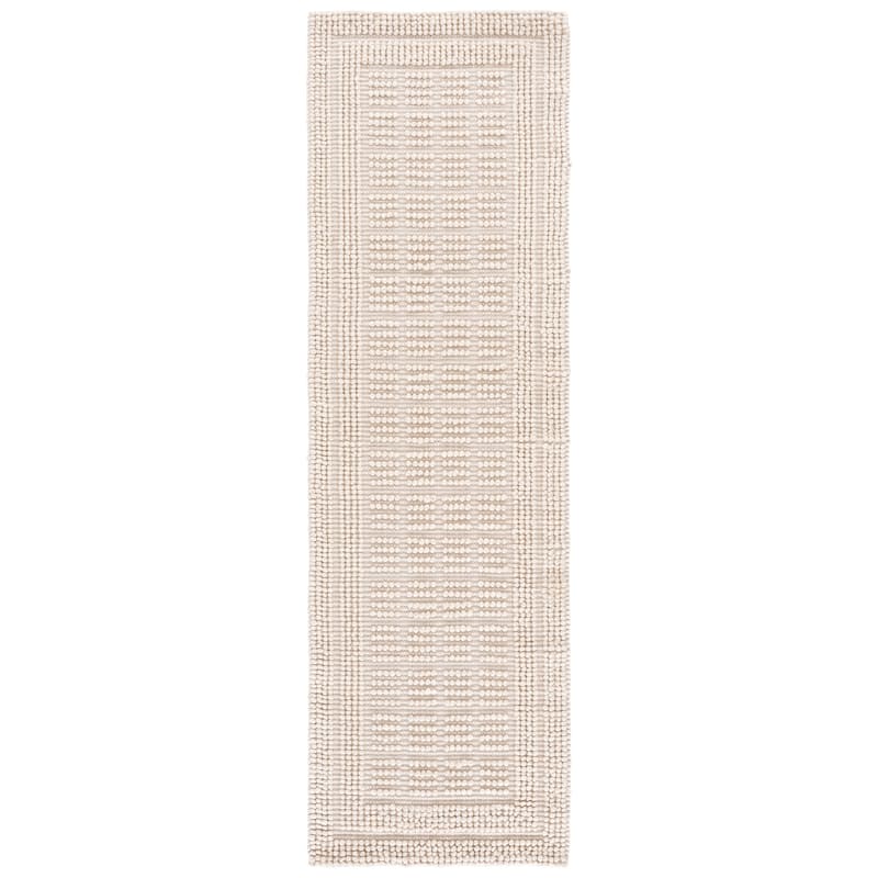 SAFAVIEH Handmade Natura Mysie Raised Textured Wool Blend Rug - 2'3" x 8' Runner - Ivory
