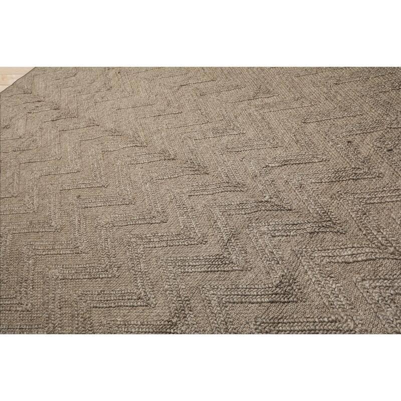 9x12 Tibetano Hand Knotted Flatweave Wool Tone on Tone Mocha Contemporary Rug - 9' x 12'