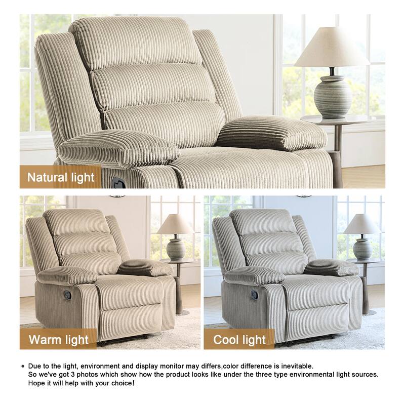 Classic Corduroy Upholstered Push Back Manual Recliner Chair