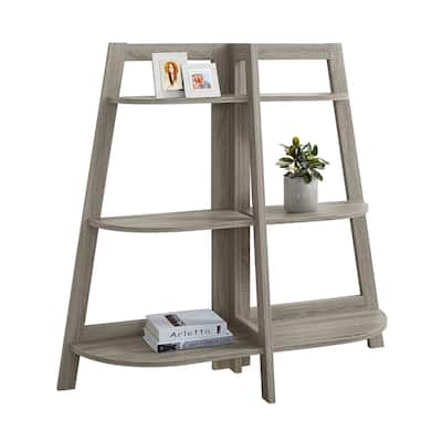 Gothic Bookshelf, 3 Tier Etagere Bookcase, Dark Taupe Finish, 6 Open Shelves, Living Room Storage - 48