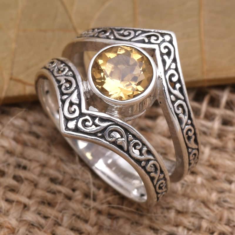 Novica Handmade Crown Of Sunshine Citrine Cocktail Ring