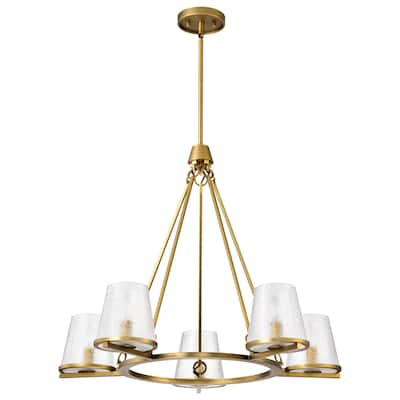 Valentine 5 Light Chandelier Vintage Brass Finish Hammered Glass - Vintage Brass