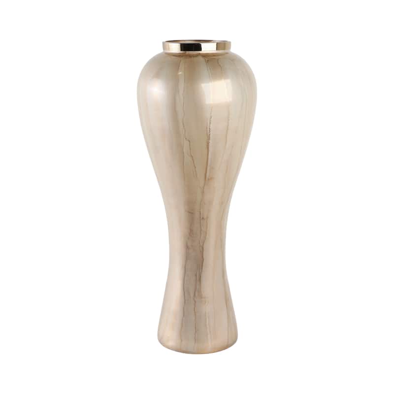 Glass Floor Vase with Tapered Body Rounded Lip Modern Glam Accent
