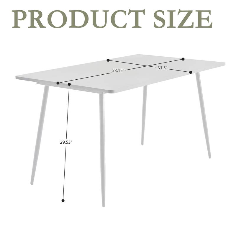 Modern Rectangle Dining Table with 53-Inch Wide MDF Tabletop