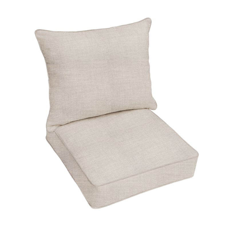 Sorra Home Outdoor Corded Deep Seating Pillow and Cushion Set - 23.5 in W x 23 in D x 5 in H - Cast Silver